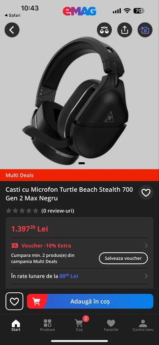Casti cu Microfon Turtle Beach Stealth 700 Gen 2 Max Negru NOU