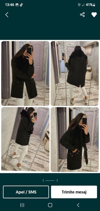 Geaca dama cu blana naturala neagra