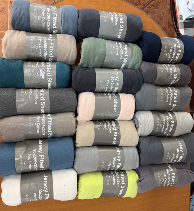 Ccearsaf de pat cu elastic din bumbac Jersey 90x200 cm+5 cm div culori