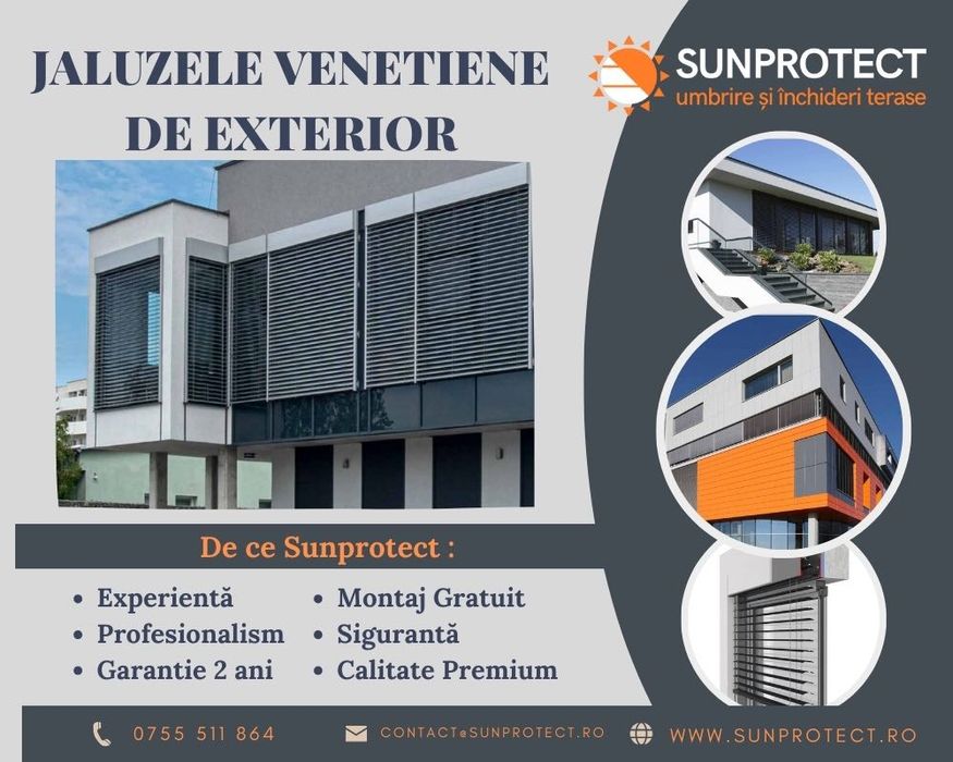 Jaluzele Venețiene de exterior. C50, C80, C90 Aluminiu.