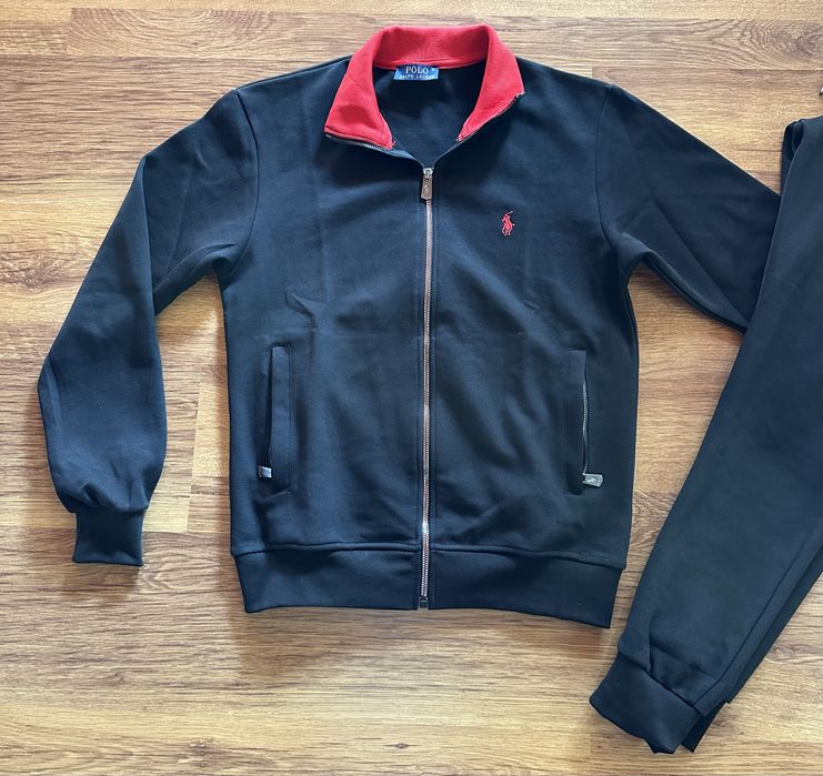 Мъжки,памучен,черен екип Ralph Polo с бродирано лого и ципове на джобо