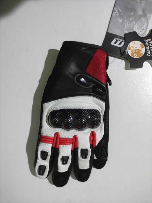 Manusi moto piele naturala SM Striker Red-White Short S, M, L, XL, 2XL