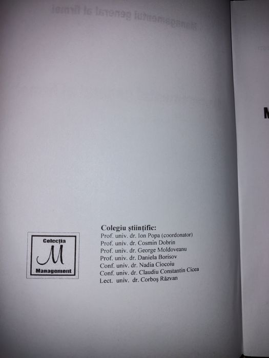 Managementul general al firmei , editia 3, editura ASE