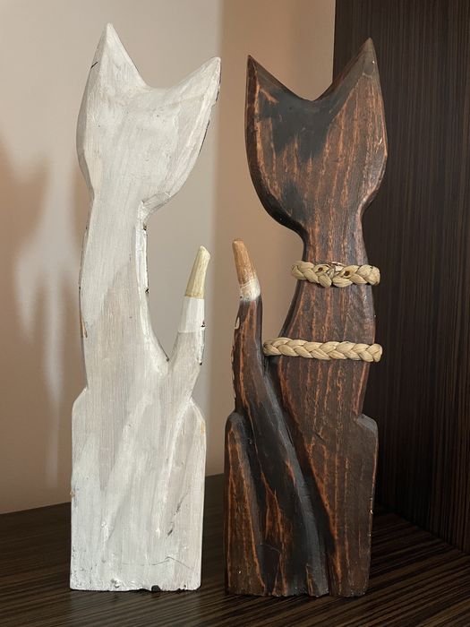 Дървена декоративна котка