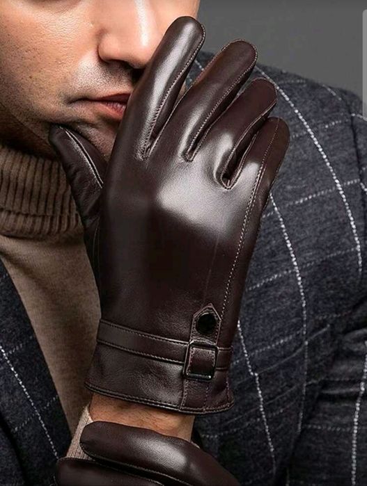 Чисто нови модерни мъжки кожени ръкавици в кафяв цвят !