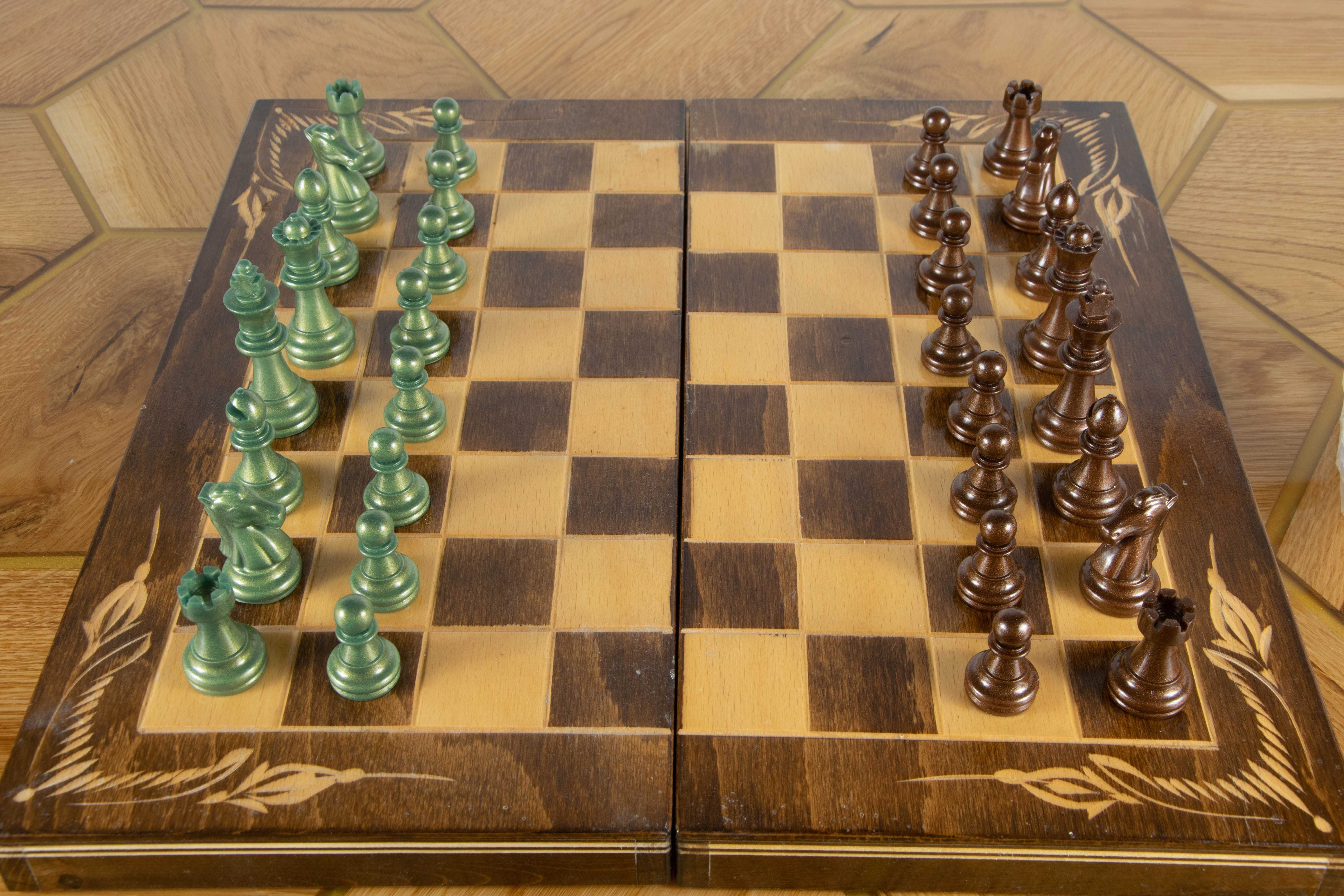 Set Piese de Șah din Rășină BRONZ/VERDE OLIVE (Ideal pentru cadou)