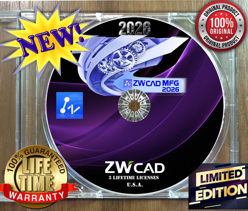 ZWCAD MFG 2026 - 3 Lifetime licenses / DVD Sigilat