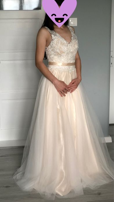 Rochie NOUA de mireasa/ocazie ivory,marime S,cordonul se poate da jos