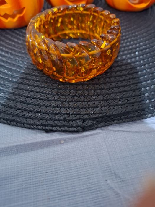Bratara ambra chihlimbar reglabilă elastica latime 2,5 cm