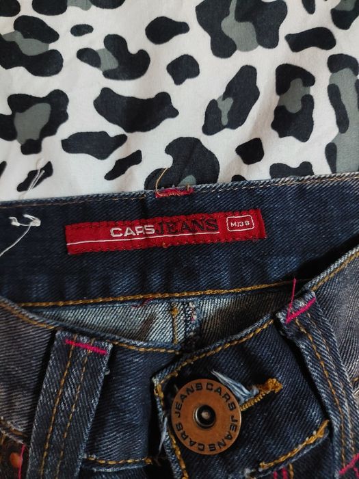 Сини Y2K дънки с розови елементи