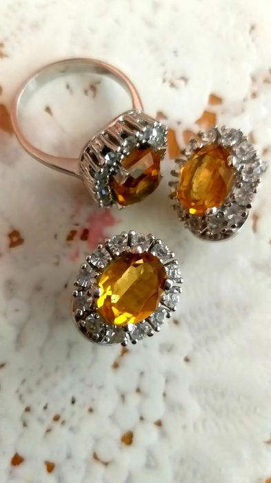 Vand superb set din argint cercei si inel