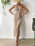 Rochie de plaja crem cu spatele gol