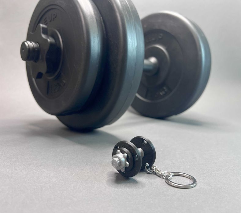 Breloc Halteră 3D Printat: Discuri Detasabile, Cadou Fitness