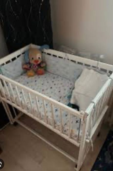 Patut_lemn & roti_BabyNeeds Dalia, Alb