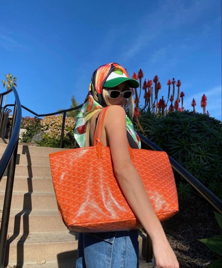 Оранжева чанта гоярд goyard totebag орнаж tote bag