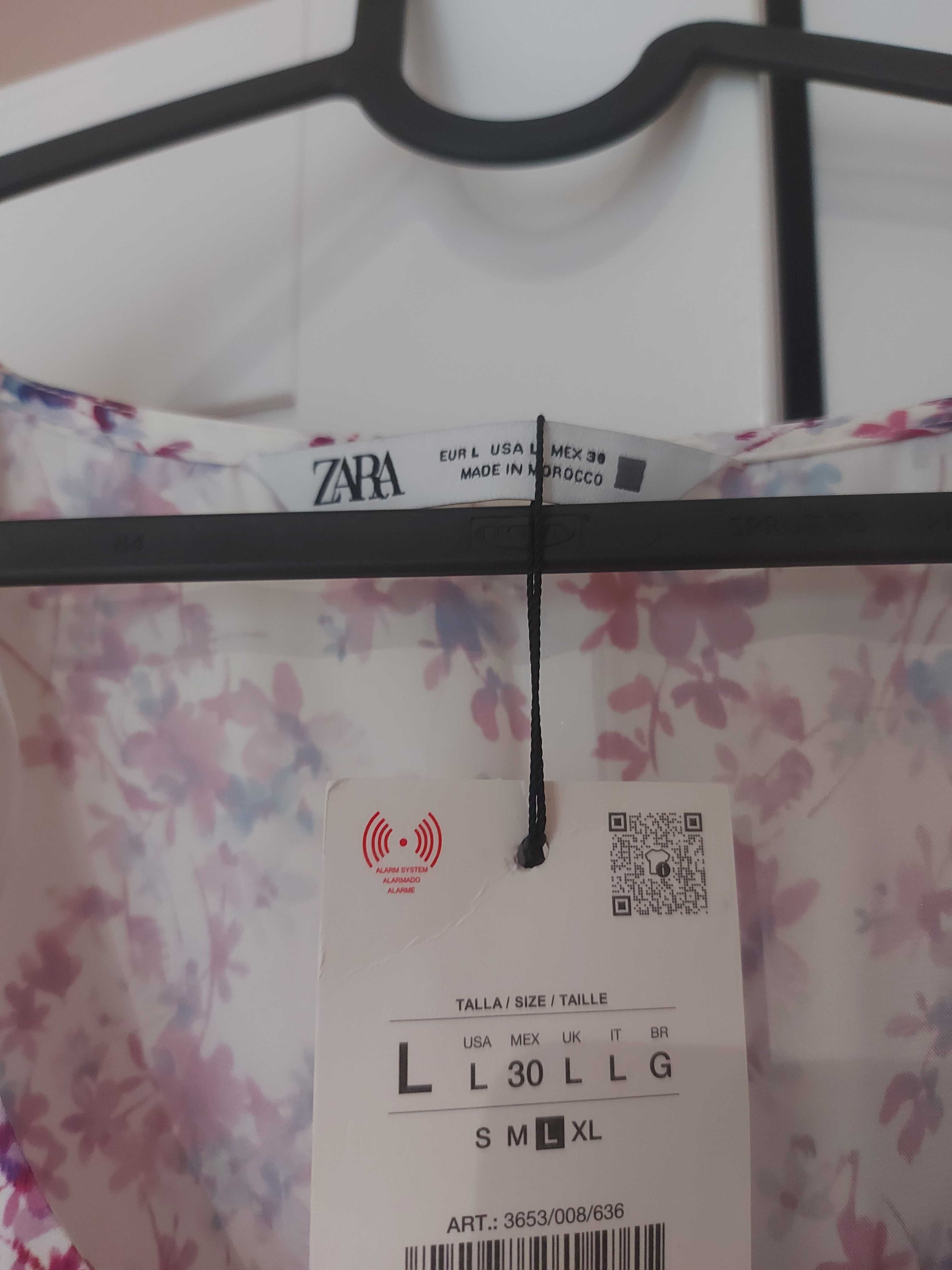 ZARA Printed Satin dress, New, Size L!