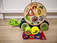 Jucărie îndemînare din lemn - broască țestoasă cu fome geometrice