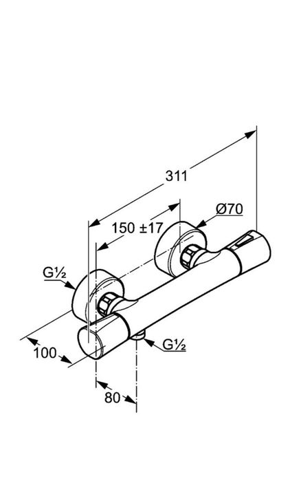 Baterie dus termostatata Kludi Zenta, cu ventil de inchidere, racord d