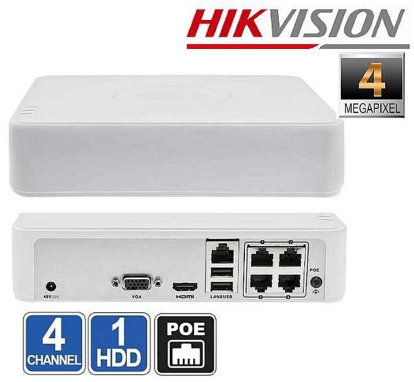 Видеонаблюдение с NVR PoE Hikvision комплект с IP камери