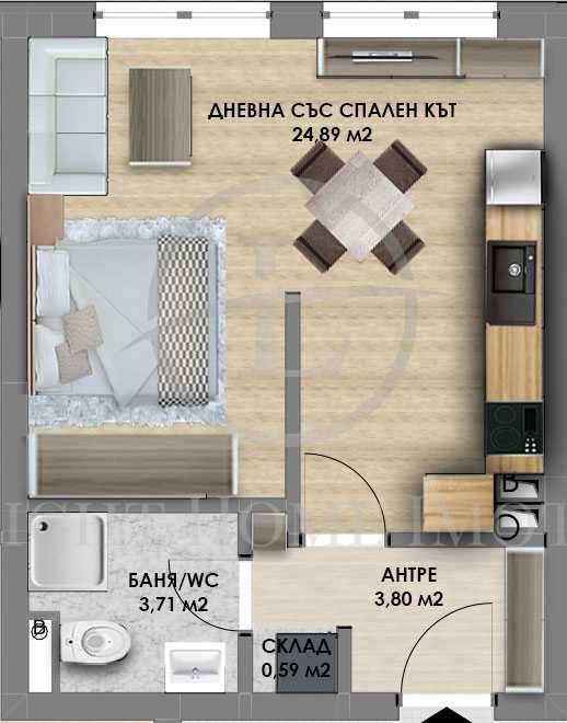 Продава се Едностаен апартамент в Пловдив, Христо Смирненски - 46 кв.м за 970 €/кв.м - Снимка #1