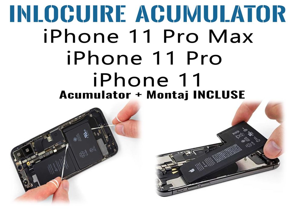 Inlocuire acumulator iPhone 15 14 13 13pro 12 12pro pro max 11 11 pro