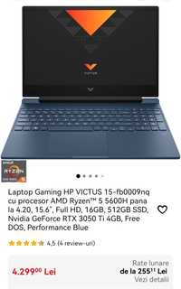 Laptop gaming HP VICTUS, în garanție
