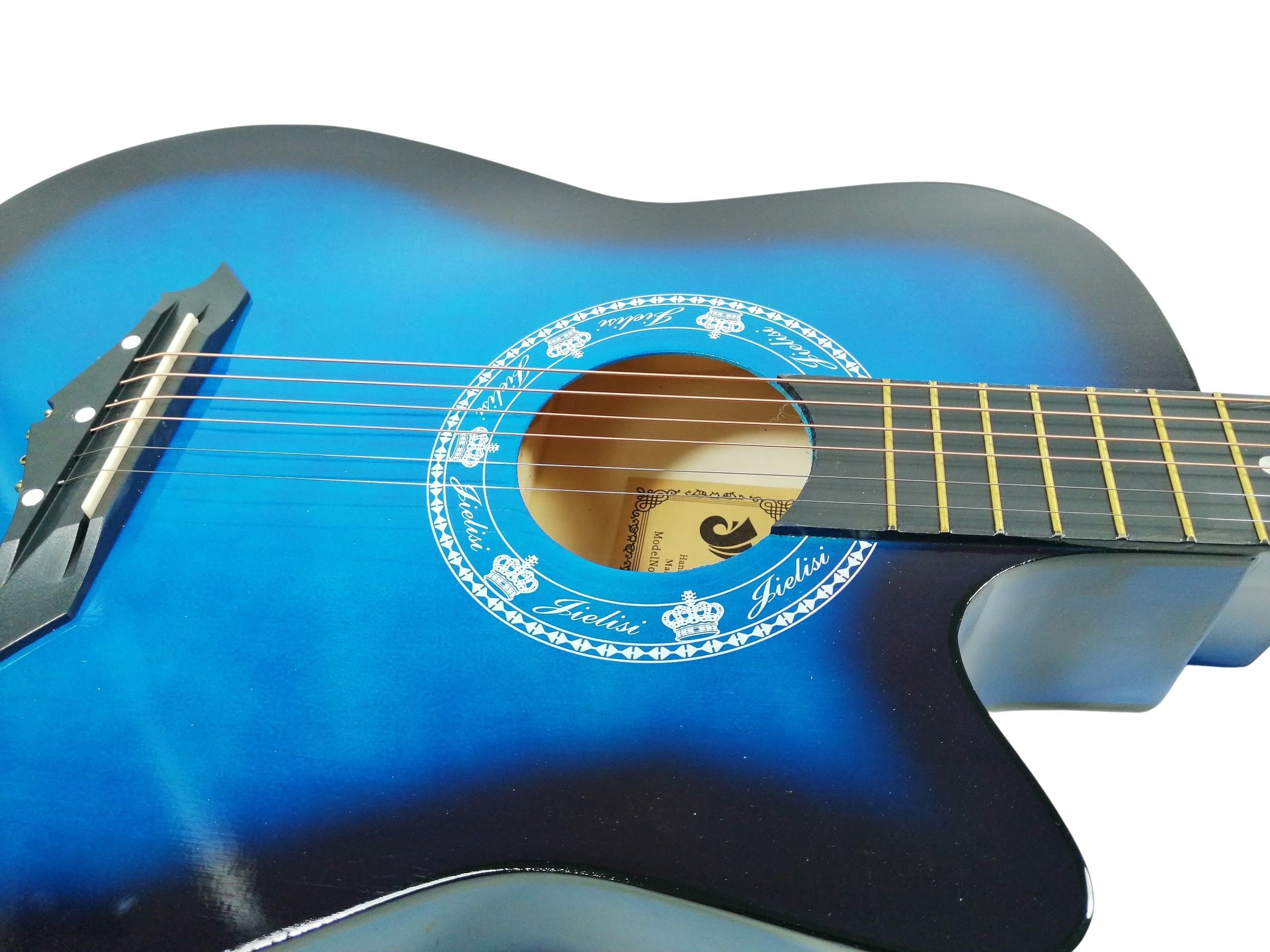 Chitara clasica IdeallStore®, 95 cm, lemn, Cutaway, albastru, stativ