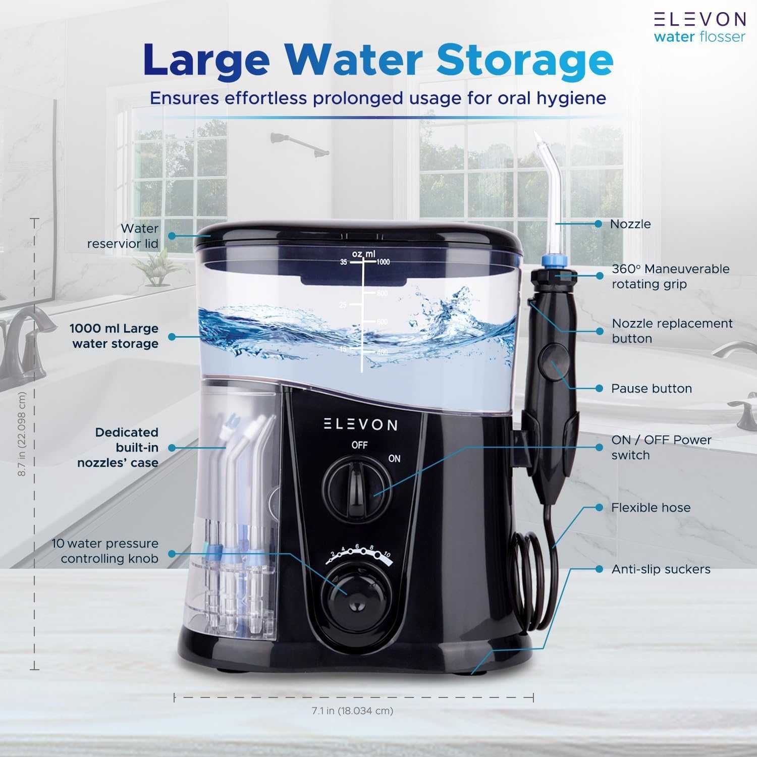 Elevon Premium Water Flosser Kit за семейни стоматологични грижи