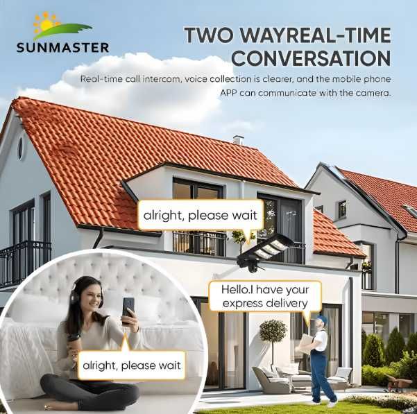 Lampa solara LED 450W cu camera de supraveghere WiFi/4G, 2K Full HD