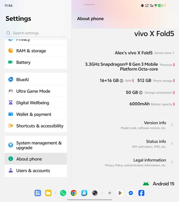 Vivo X Fold 5 - 16 GB RAM, 512 GB