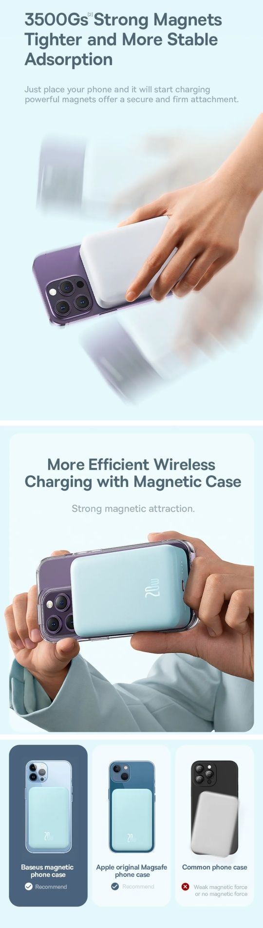 Baseus Magnetic Wireless 20W Power Bank 20000mAh For iPhone 12/13 & 14