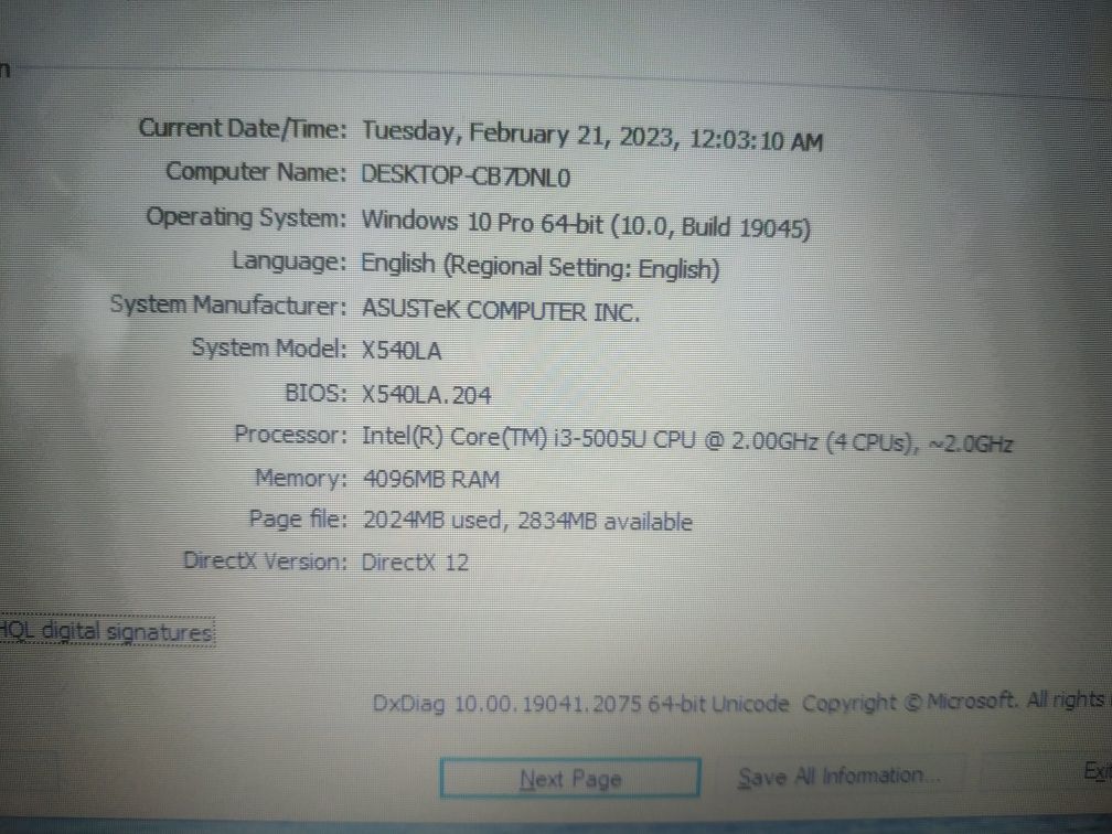 Laptop asus intel i3 a5a gen,hdd 1tb,ram 4 gb,display 15,6