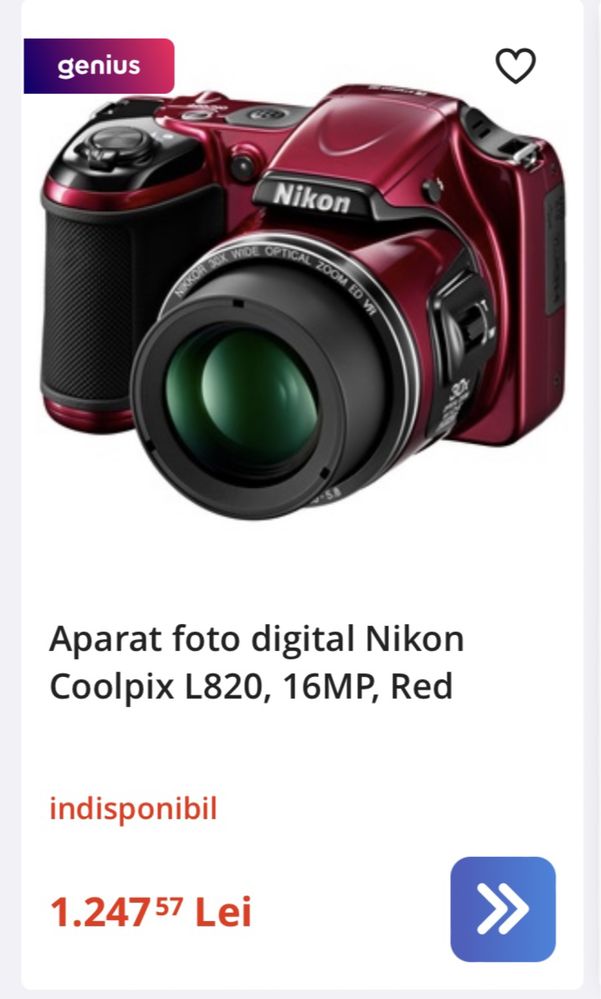 Aparat foto digital Nikon Coolpix L820,16MP,Red