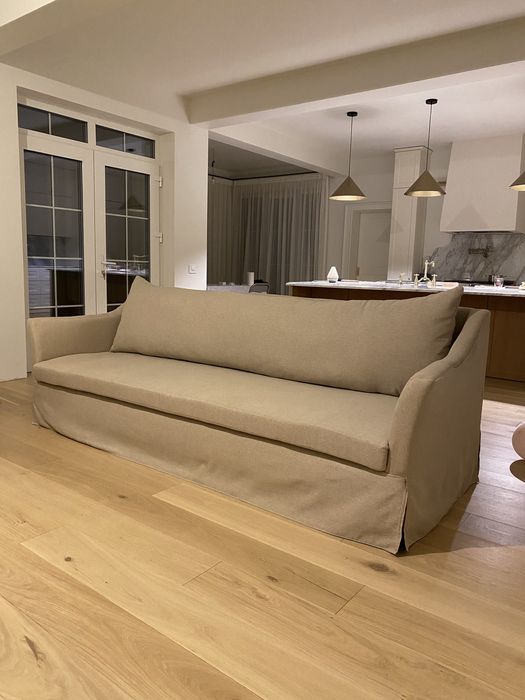 Canapea crem din material tip in noua