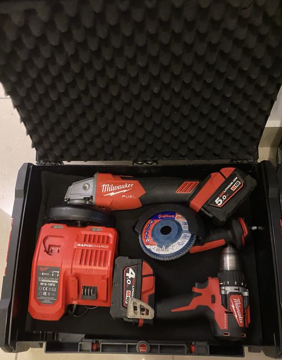 Milwaukee set M18 rotopercutor, polizor unghiular, filetanta