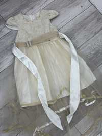 Платье для девочек цвет бежевый со шлейфом