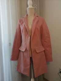 Palton stofa roz pudra