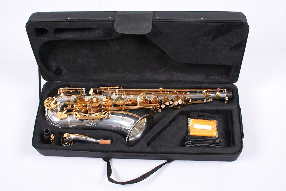 Tenor Saxofon ARGINTIU+AURIU curbat Nou Karl Glaser Sax Saxophone Si b