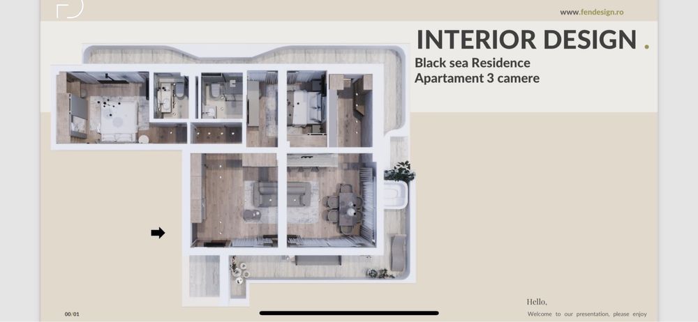 Apartament 3 cam vedere la port etaj 3 / prima linie la mare