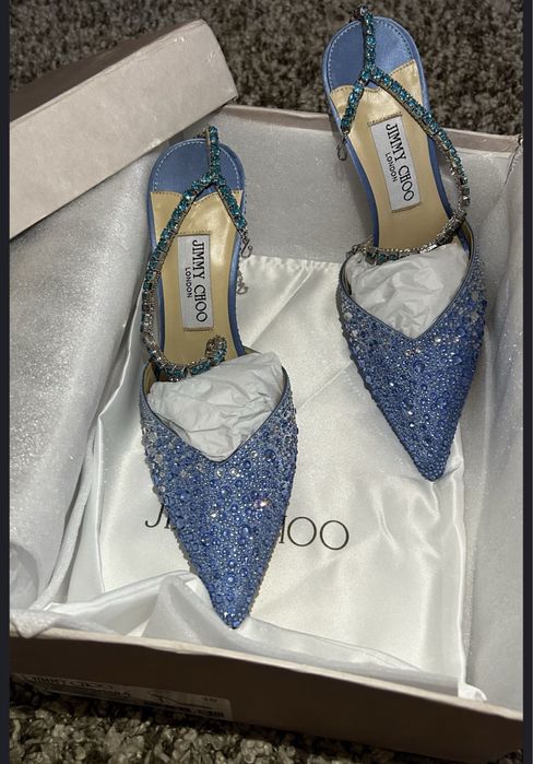 Jimmy Choo Saeda Crystal piele naturala pe stoc