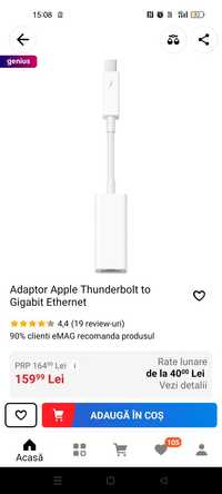 Adaptor Apple Thunderbolt to Gigabit Ethernet