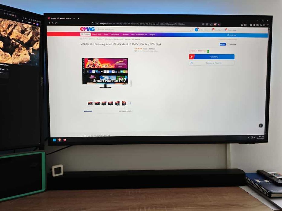 Monitor Samsung M7 43", 4K, Bluetooth, Wireless Display, garantie