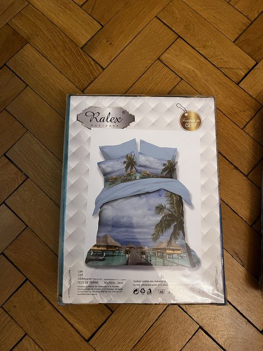 Ralex Lenjerie de pat dublă din bumbac Finet 3D, 6 piese, 220 x 240 cm
