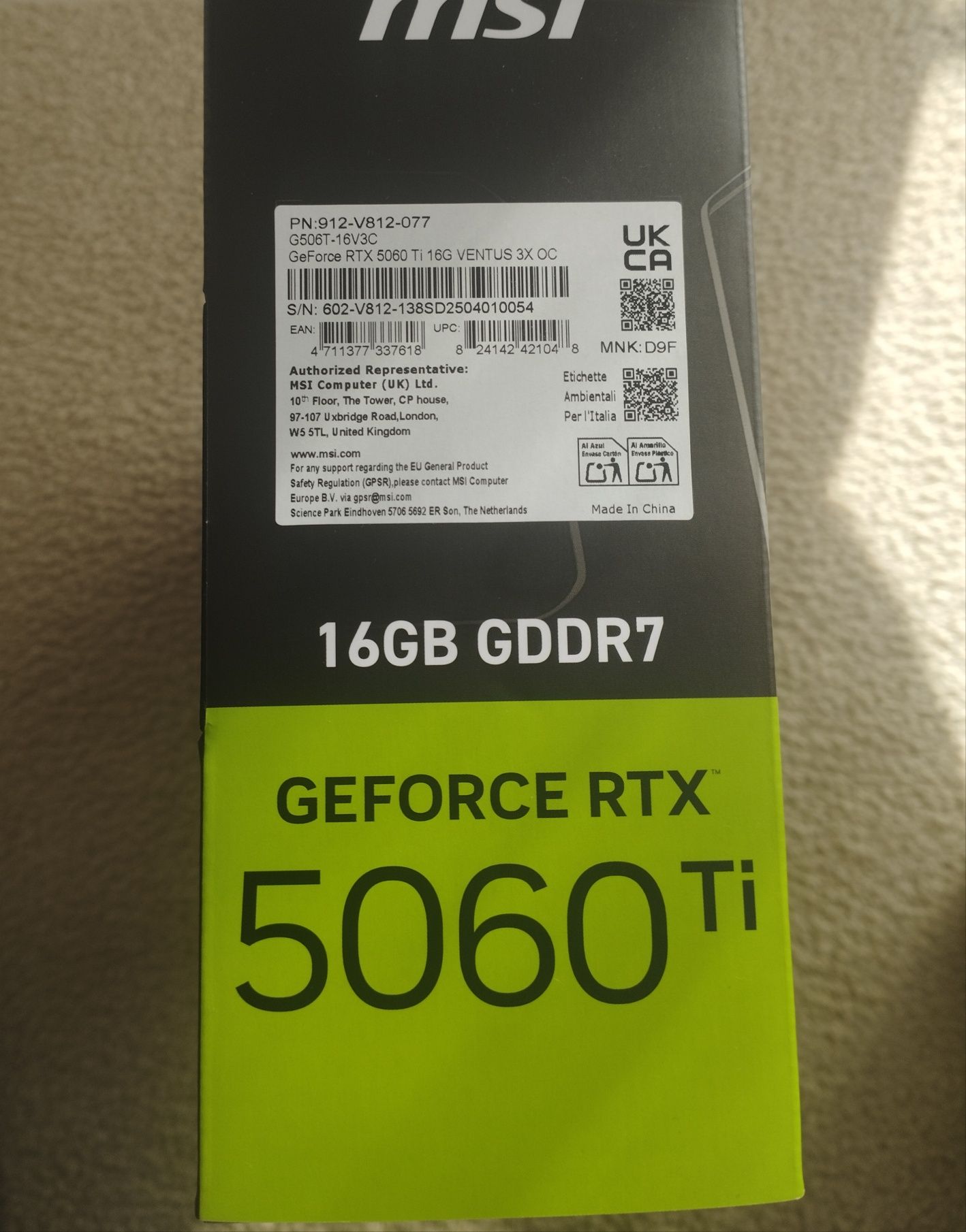 Placa video rtx MSI 5060TI 16gb SIGILAT