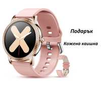 Стилен дамски смарт часовник Ултра тънък ,Водоустойчив,Цвят Розов  НОВ
