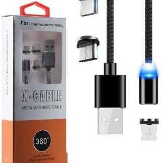 Cablu alimentare USB 3in1 microusb/Iphone/tip C magnetic