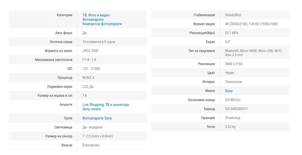 Sony ZV1 камера за влогинг + аксесоари