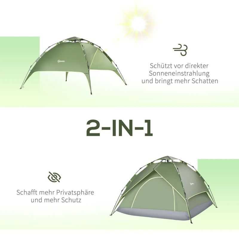 Outsunny Двойна палатка  Quick-Up Tent 2 възрастни + 1 дете