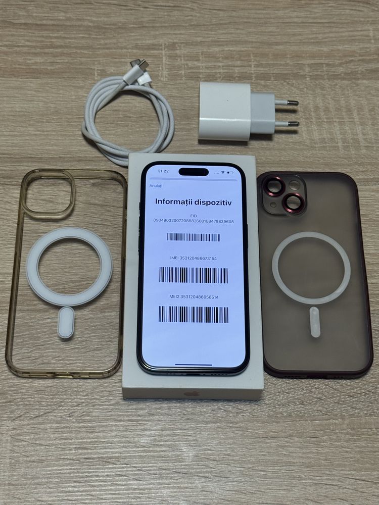 iPhone 15, Black NOU, Garantie Mai 2026, 100% Baterie