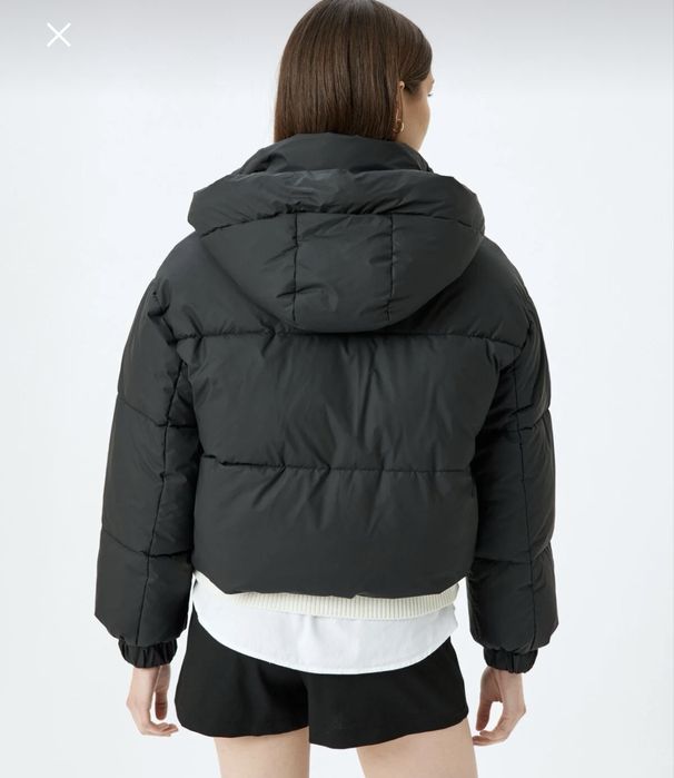 Koton дамско зимно черно късо яке с качулка